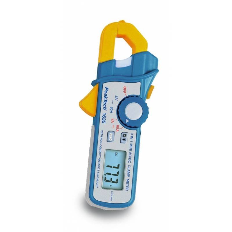 Clește ampermetric AC / DC (până la 80A); măsurare curenți scurgere - Peaktech P1635