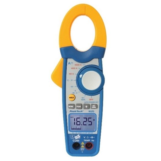 Clește ampermetric AC / DC TRMS (până la 1000A, 600V) - Peaktech P1625