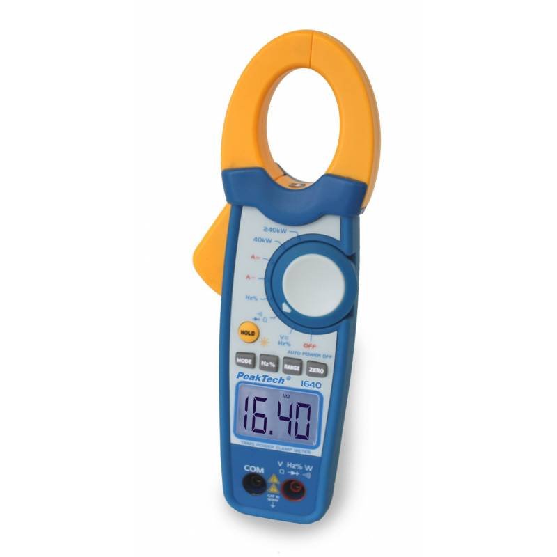 Clește pentru măsurare puteri (TRMS, până la 1000A, 600V, 240kW AC/DC) - Peaktech P1640