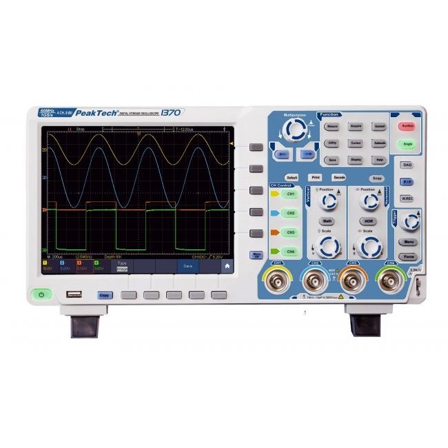 Osciloscop, Multimetru, Generator de unde de forme arbitrare, 60 MHz, 4 canale, 1 GSa/s, ecran tactil - P1370